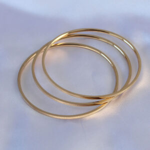 Kalbinle 316L Çelik Gold Renk 3'lü Ajda Model Kadın 60 mm Bilezik BB5360