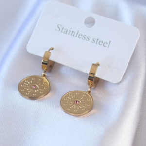 316L Çelik Gold Renk Göz İşleme Zirkon Taş Detay Kadın Küpe BKP7702