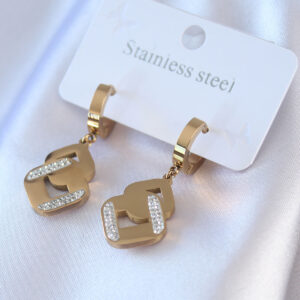 316L Çelik Gold Renk Zirkon Taşlı Kadın Küpe BKP7703