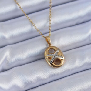 316L Çelik Gold Renk Zirkon Taşlı Kadın Kolye BKO7635