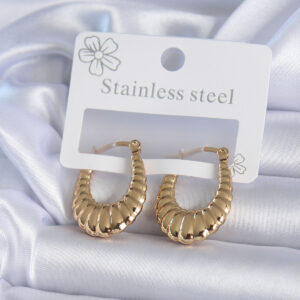 316L Çelik Gold Renk İşlemeli Halka Model Kadın Küpe BKP7890