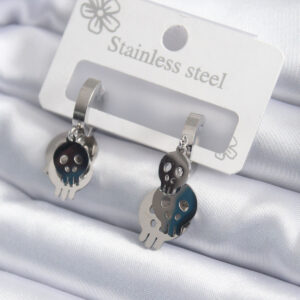 316L Çelik Gümüş Renk Sallantı Kuru Kafa Model Kadın Küpe BKP7922