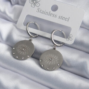 316L Çelik Gümüş Renk Göz İşleme Zirkon Taş Detay Kadın Küpe BKP7959