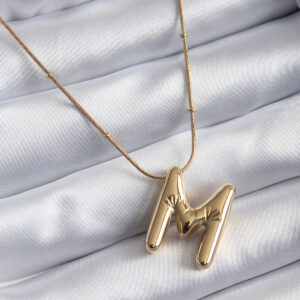 316L Çelik Gold Renk Bubble"M"Harf Model Kadın Kolye BKO7944