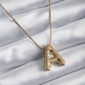 316L Çelik Gold Renk Bubble"A"Harf Model Kadın Kolye BKO7946