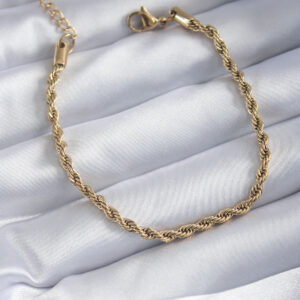 316L Çelik Gold Renk Burgu Zincir Model Kadın Bileklik BB5667