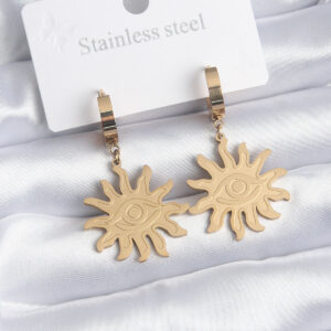 316L Çelik Gold Renk Güneş Model Göz İşleme Kadın Küpe BKP8146