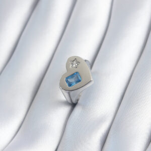 Pirinç Gümüş Renk Kalp Model Yıldız Zirkon Taş Detay Kadın Yüzük BYK2894