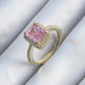 Pirinç Gold Renk Pembe Zirkon Taşlı Kadın Yüzük BYK2902
