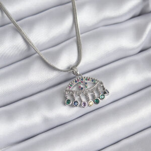 316L Çelik Gümüş Renk İtalyan Zincir Zirkon Taşlı Göz Figür Kadın Kolye BKO8146