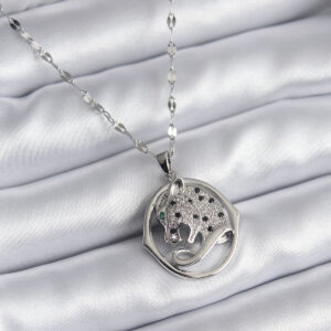 316L Çelik Gümüş Renk Zirkon Taşlı Jaguar Model Kadın Kolye BKO8177