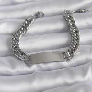 316L Çelik Gümüş Renk İsim Yazılabilir Plaka Model Kadın Bileklik BB5743