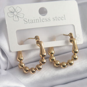 316L Çelik Gold Renk Topçuk Halka Model Kadın Küpe BKP8301