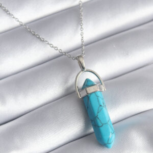 316L Çelik Gümüş Renk Mavi Taşlı Model Kadın Kolye BKO8243