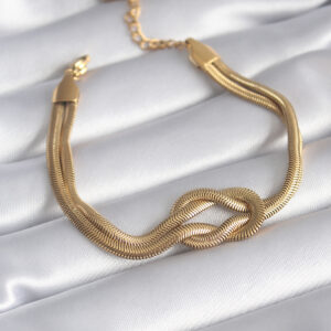 316L Çelik Gold Renk İtalyan Zincir Düğüm Model Kadın Bileklik BB5861