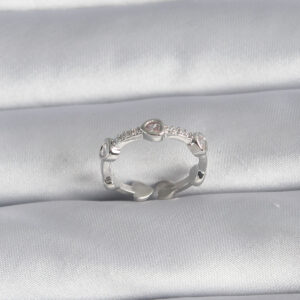 Pirinç Gümüş Renk Kalp Model Zirkon Taş Detay Kadın Yüzük BYK3005