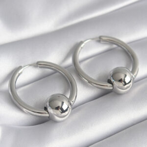 Pirinç Gümüş Renk Halka Top Model Kadın Küpe BKP8500