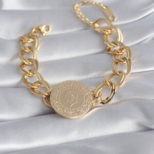 316L Çelik Gold Renk Tam Altın Model Samanyolu Kadın Bileklik BB5866