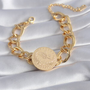 316L Çelik Gold Renk Reşat Altın Model Samanyolu Kadın Bileklik BB5867