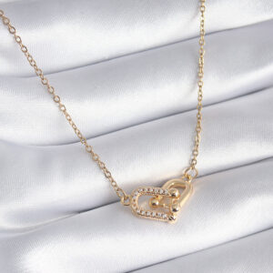 316L Çelik Gold Renk Zirkon Taşlı Model Kadın Kolye BKO8252