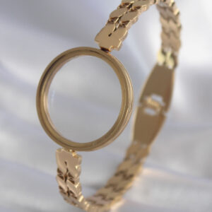 Kalbinle 316L Çelik Gold Renk Arpa İşleme Açılabilir Fanus Model Kadın Kelepçe BB5911