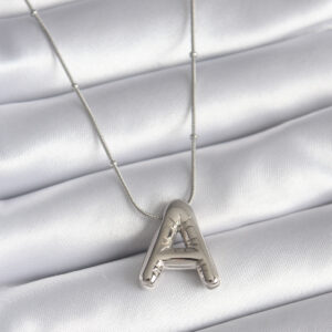 316L Çelik Gümüş Renk Bubble"A"Harf Model Kadın Kolye BKO8308