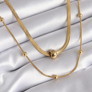 316L Çelik Gold Renk İtalyan Zincir Model Topçuk Detay Kadın Kolye BKO8312