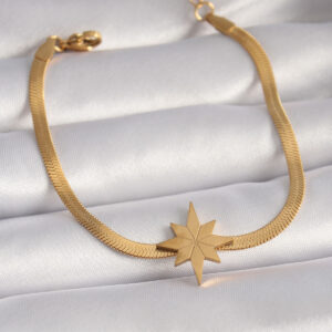 316L Çelik Gold Renk İtalyan Zincir Model Kutup Yıldızı Figür Kadın Bileklik BB5932