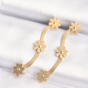 316L Çelik Gold Renk İtalyan Zincir Papatya Küpe BKP8801