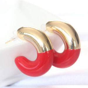 CCB Kırmızı Gold Çift Renk Küpe BKP8869