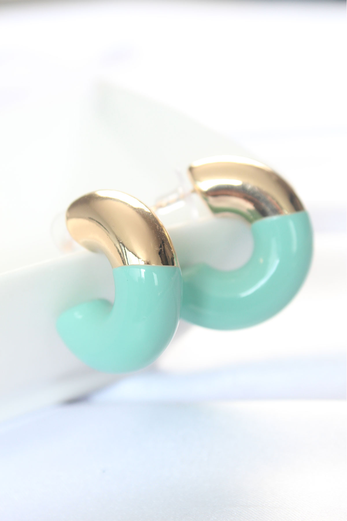 CCB Turkuaz Gold Çift Renk Küpe BKP8871