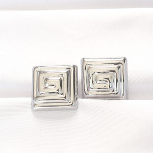 Pirinç Gümüş Renk Kare Form Küpe BKP8880