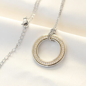 316L Çelik Zirkon Taşlı Çift Renkli Tifany Kolye BKO8503