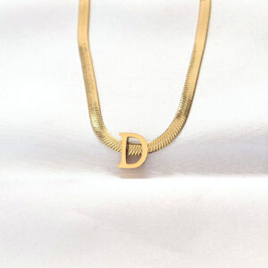 Kalbinle 316L Çelik D Harfli Gold Renk İtalyan Zincirli Kolye BKO8547