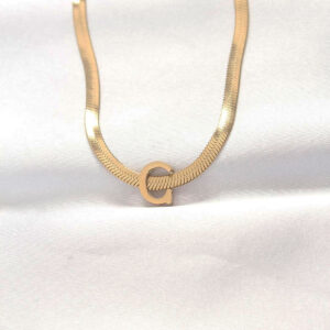 Kalbinle 316L Çelik C Harfli Gold Renk İtalyan Zincirli Kolye BKO8553