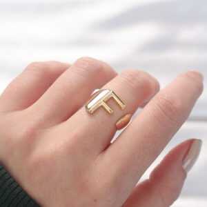 F Harfli Altın Renk Ayarlanabilir Yüzük BYK3154