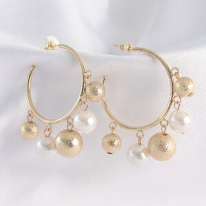 Pirinç Gold Renk Topçuk Model Halka Küpe BKP8908