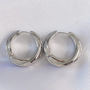 Pirinç Gümüş Renk Asimetrik Kıvrım Küpe BKP8975