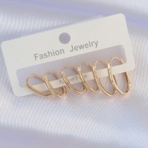 Pirinç Gold Renk İnce Oval Küpe Seti BKP8988