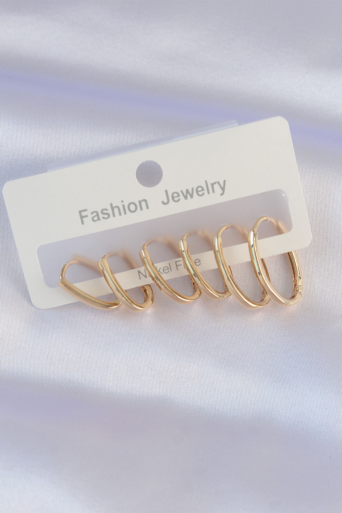 Pirinç Gold Renk İnce Oval Küpe Seti BKP8988