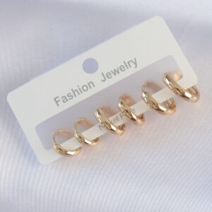 Pirinç Gold Renk Oval Bombeli Küpe Seti BKP8996