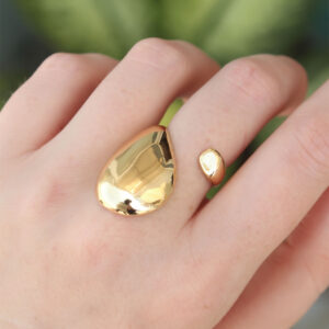 Pirinç Gold Renk Ayarlanabilir İri Bombeli Yüzük BYK3178