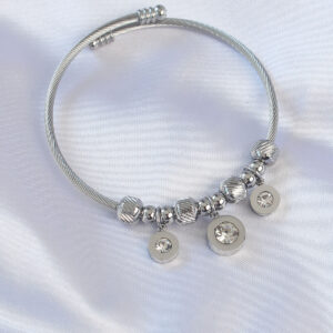 316L Çelik Gümüş Renk Zirkon Taşlı Model Charm Bileklik BB6090