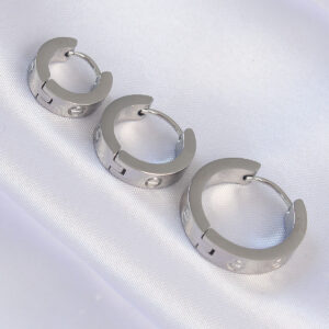 316L Çelik Gümüş Renk Model 3lü Halka Küpe BKP9010