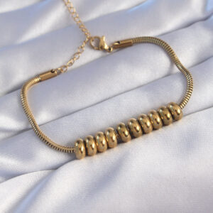 316L Çelik Gold Renk Oval Figürlü Bileklik BB6096