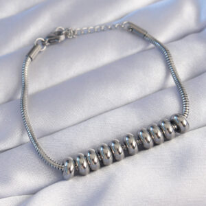 316L Çelik Gümüş Renk Oval Figürlü Bileklik BB6097