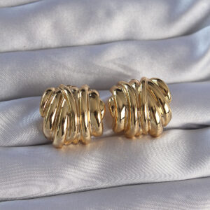 Pirinç Gold Renk Tırtıklı Bombe Model Küpe BKP9089