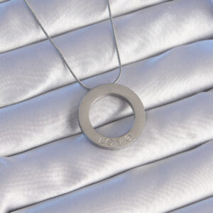 316L Çelik Gümüş Renk Zirkon Taşlı Model Kolye BKO8884