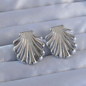 316L Çelik Gümüş Renk İstiridye Model Küpe BKP9105