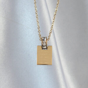 316L Çelik Zincir Gold Renk Zirkon Taşlı Aşk Mektubu Kolye BKO8907